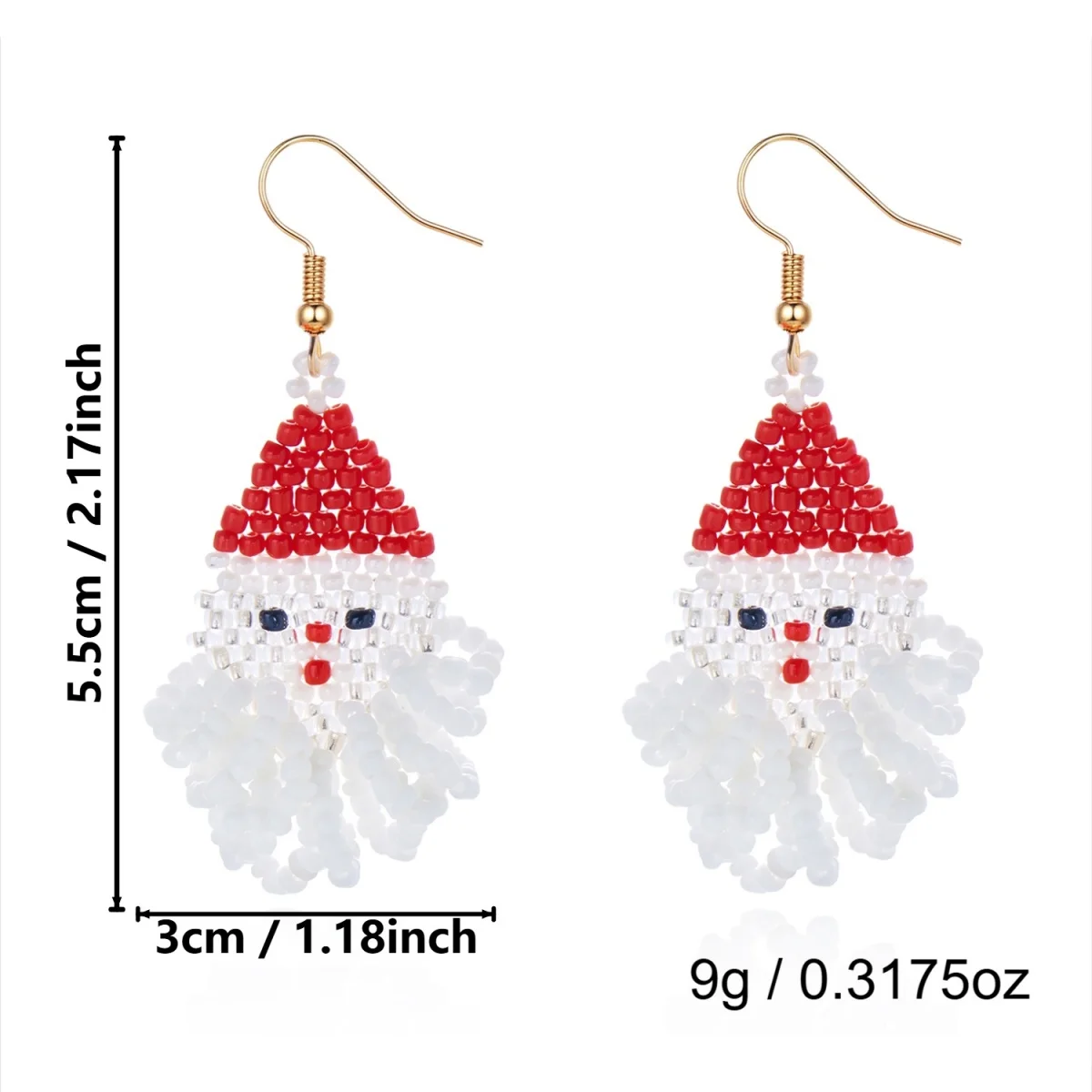 Weihnachtliche Ohrringe in Form eines Hauses mit Reisperlen für Damen, bunte Perlen, Weihnachtsmann, Rentier, Schneeflocke, Baum, Schleifen-Ohrringe, Schmuck. – Detail 8