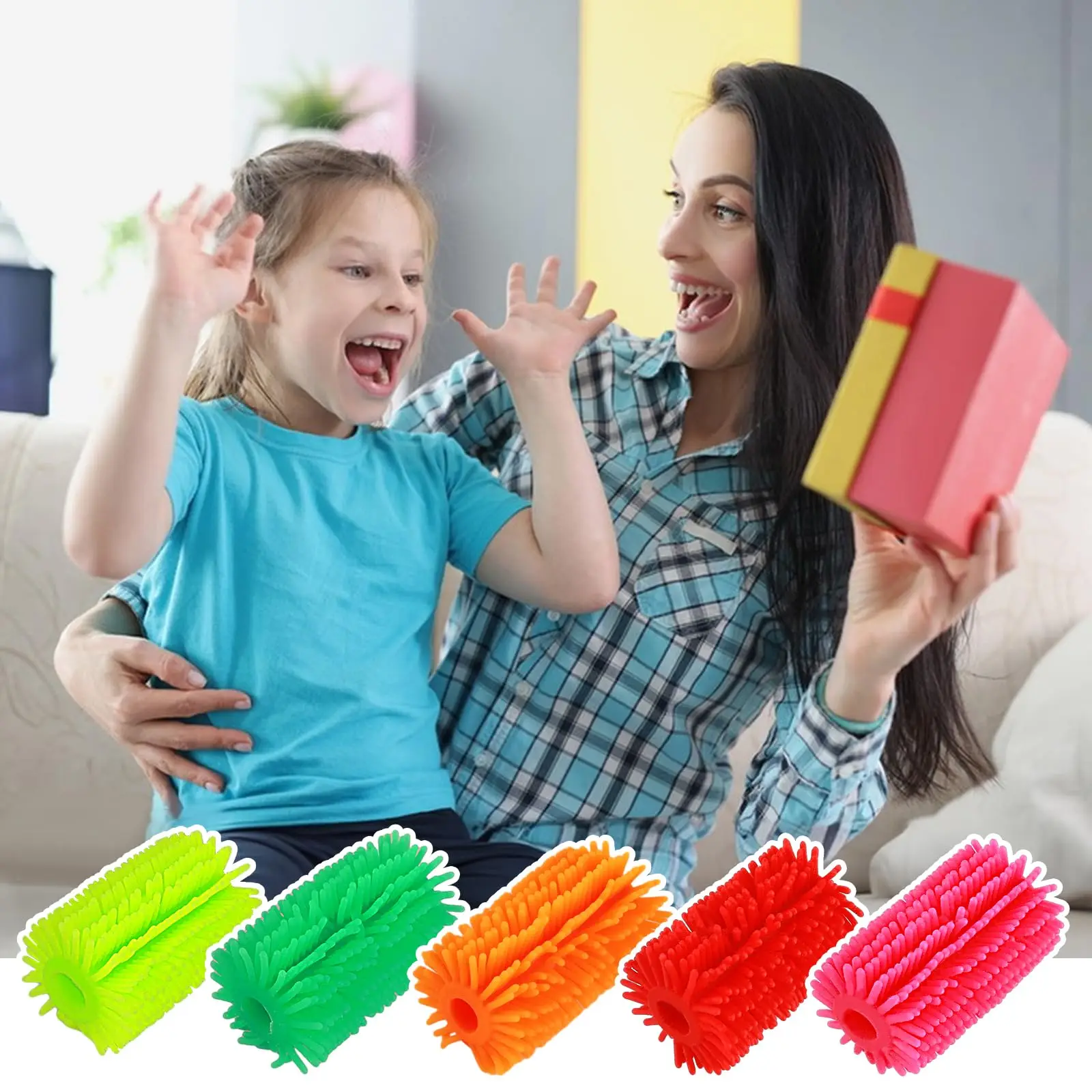 Stressabbau-Stift-Set, Spielzeug, Silikon-Seiden-Plüsch-Stift-Set, löst den Druck, quetscht kreativ, neuartiges Stressabbau-Spielzeug für Kinder – Detail 3