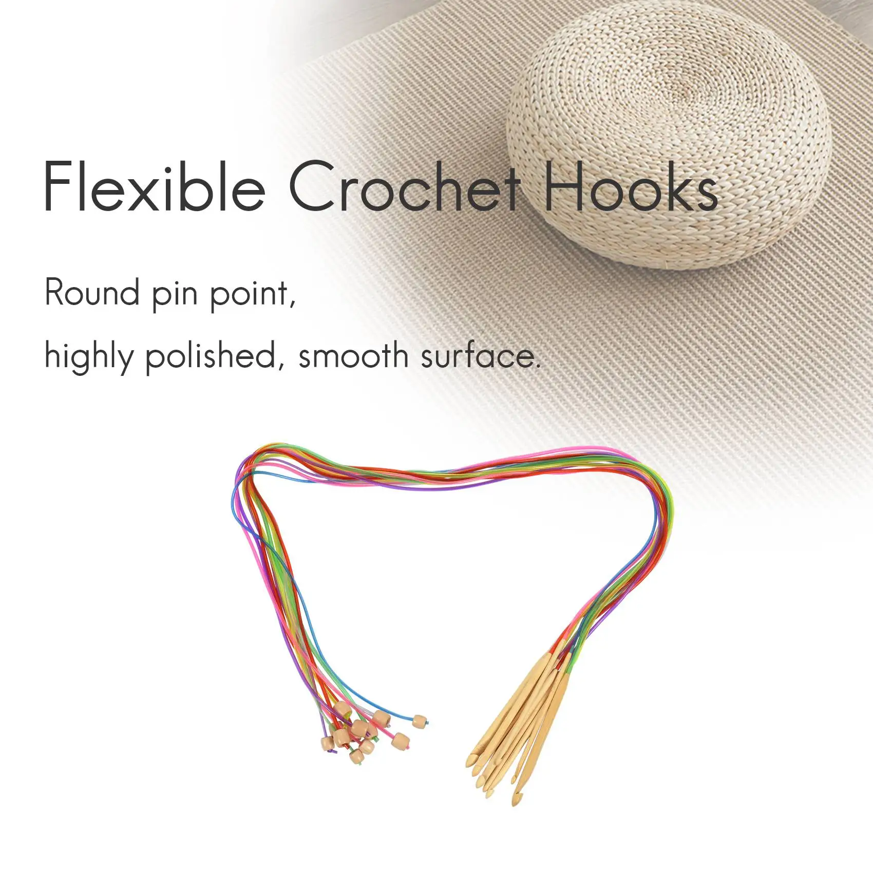 

1 Set /12 Pc Natural Bamboo Flexible Afghan Tunisian Carpet Crochet Hooks Needles At Random Color Bamboo Handle Crochet Knitt