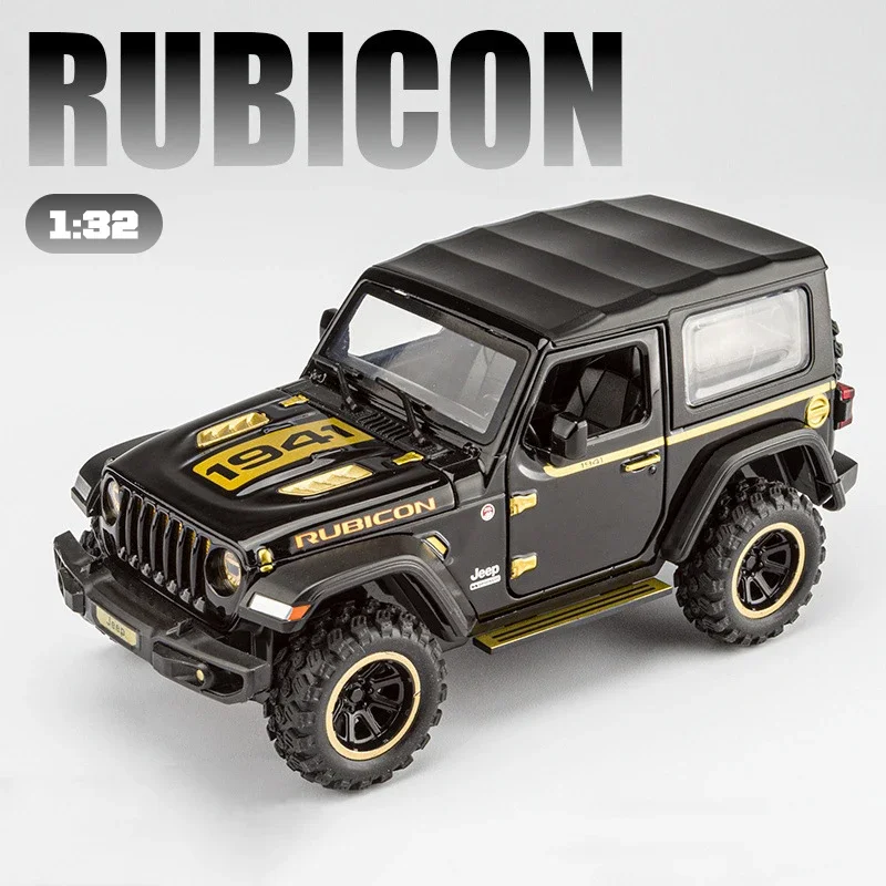

1:32 Jeeps Wrangler Rubicon 1941 Внедорожный легкосплавный автомобиль Литье под давлением и игрушечные транспортные средства Модель автомобиля Звук и свет Игрушечные машины для детей Подарок Все