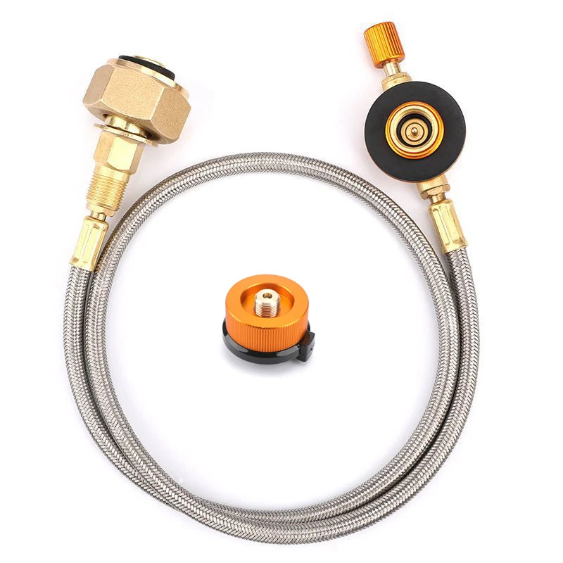 

1set Camping Gas Stove Propane Refill Adapter Gas Tank Connection Line Outdoor Burner Adapter LPG Cylinder Hose Connector