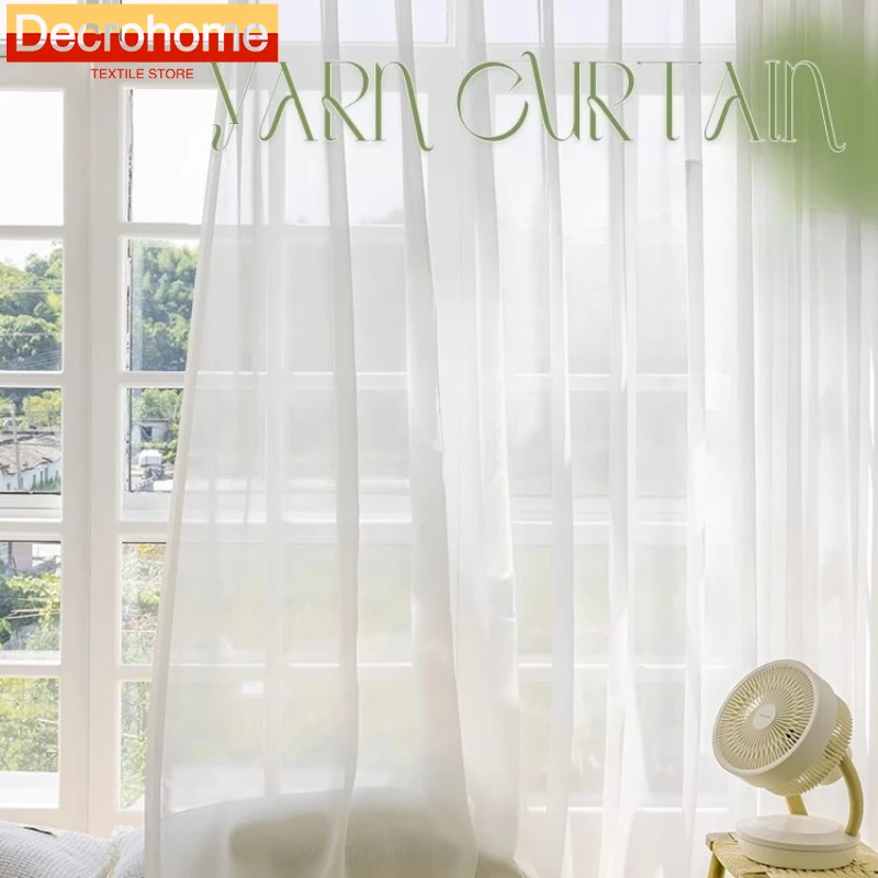 1PC High Quality White Tulle Curtains for Living Room Bedroom Window Partition door Modern Screen Decorative Balcony Sheer