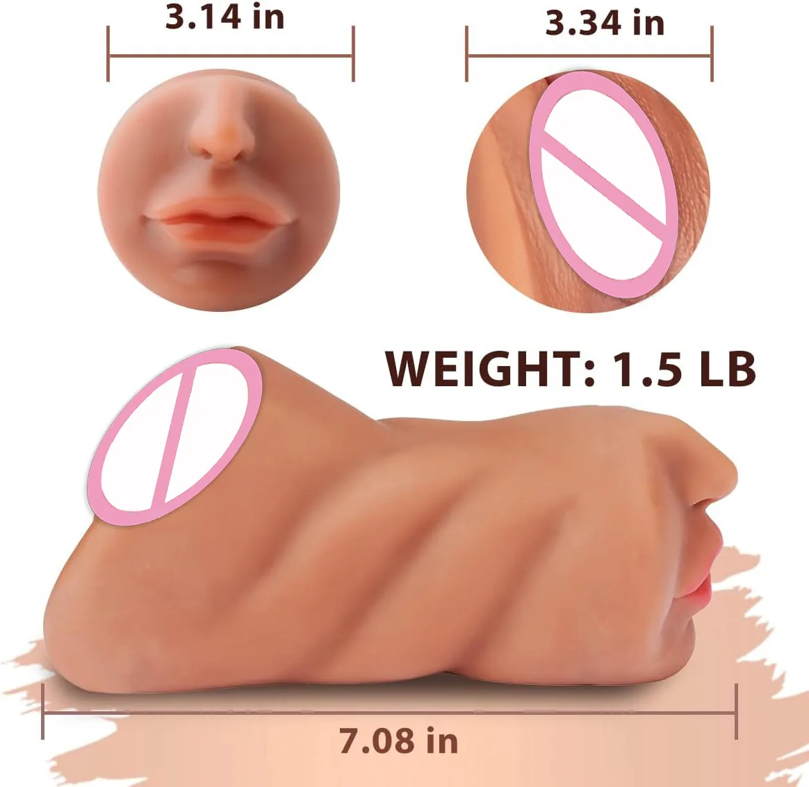 3D Flesh The Light Male Masturbation Artificial Vagina Ass Mouth Silicone 3 In 1 Adult Sex Toy Sex Doll For Man Pocket Pussy Ass view 6