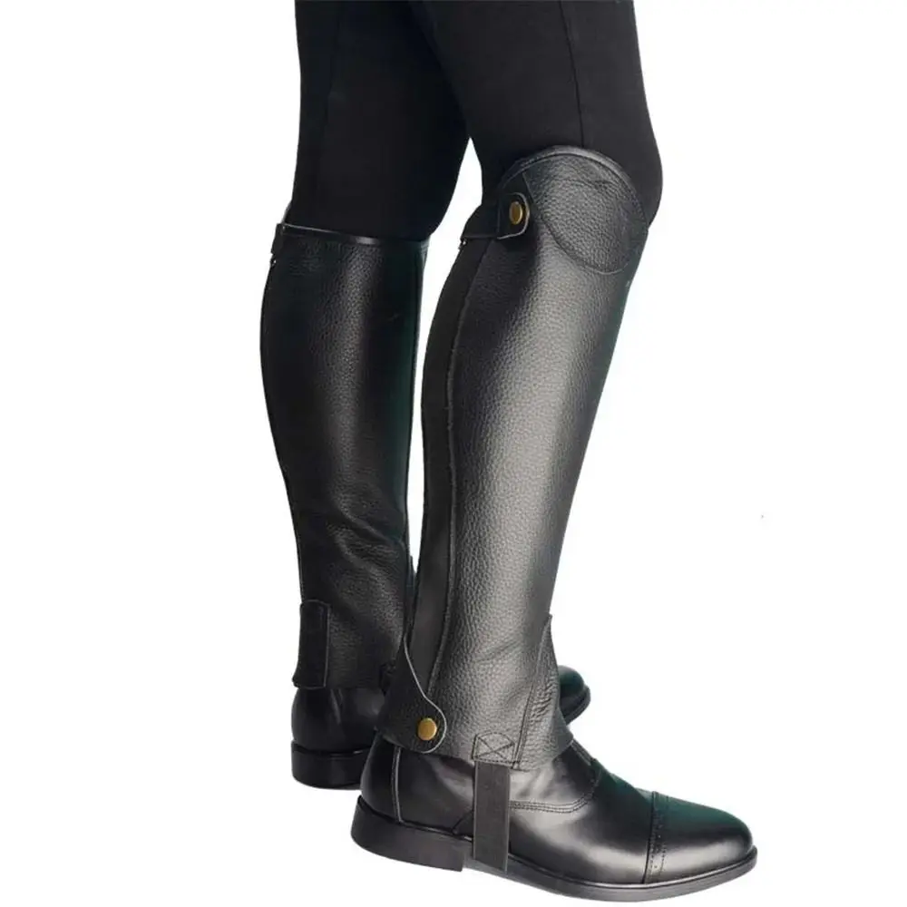 Protezioni per leggings equestri in pelle bovina Coprigambe da cavaliere traspirante e durevole con cerniera Protezione per le gambe Attrezzatura da equitazione per adulti