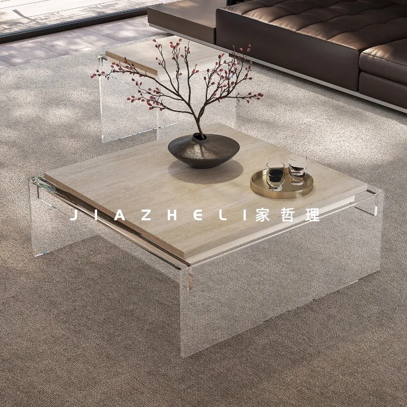 

Aesthetic Designer Coffee Table Nordic Living Room Modern Clear Coffee Table Luxury Transparent Mesas Bajas Postmodern Furniture