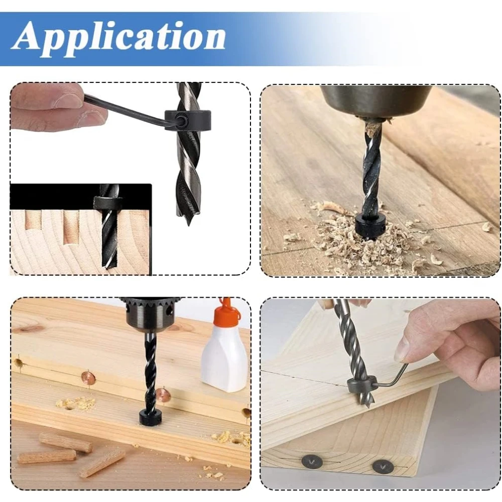 8pc drill bit limit ring 3-16mm Setting circles woodworking screw clamp drill bit adjusting tool with small wrench set image 6