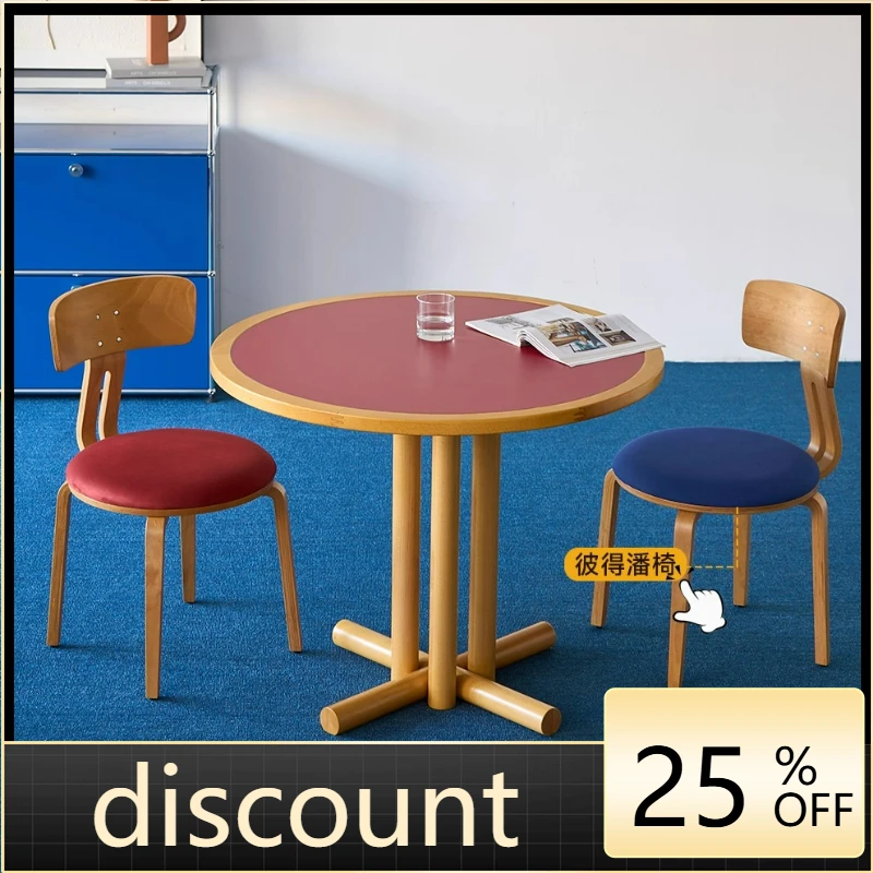 LTT retro Bauhaus blue round solid wood home small apartment Memphis round table
