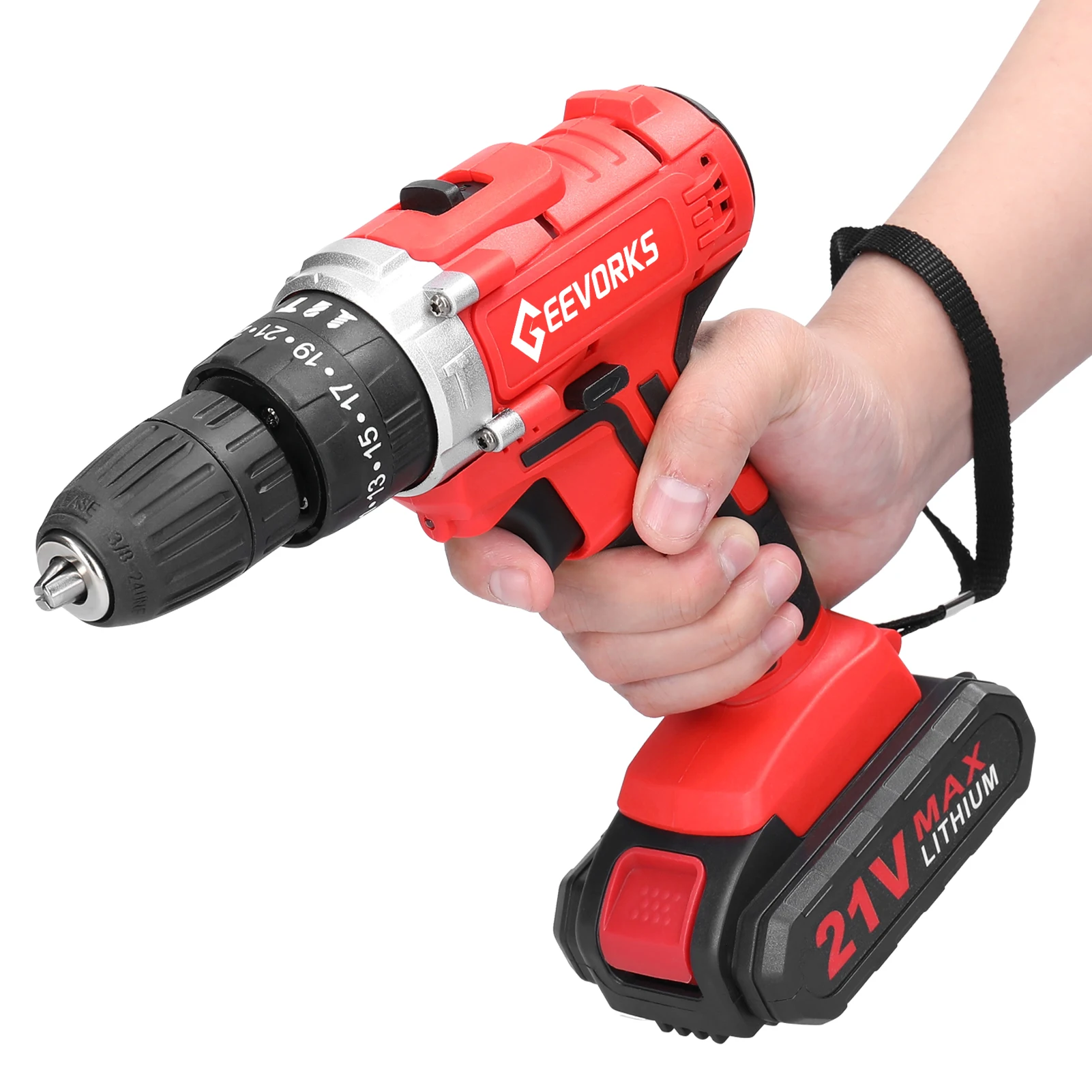 21V Cordless Impact Drill Rechargeable Battery Impact Screwdriver Stepless Speed Regulation Rotary Impact Power Household Tools