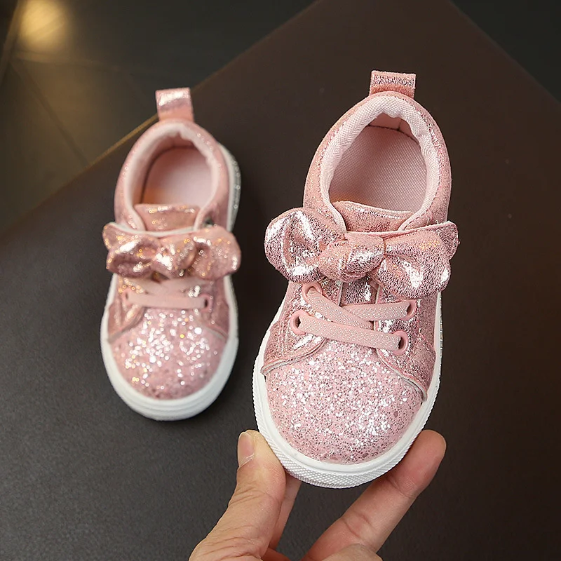 

Kids Shoes Girls Shoes Sneakers Toddlers Baby Girl Shoes Children Flat Casual Sneakers Sequined Rhinestone With Bow-knot Sweet