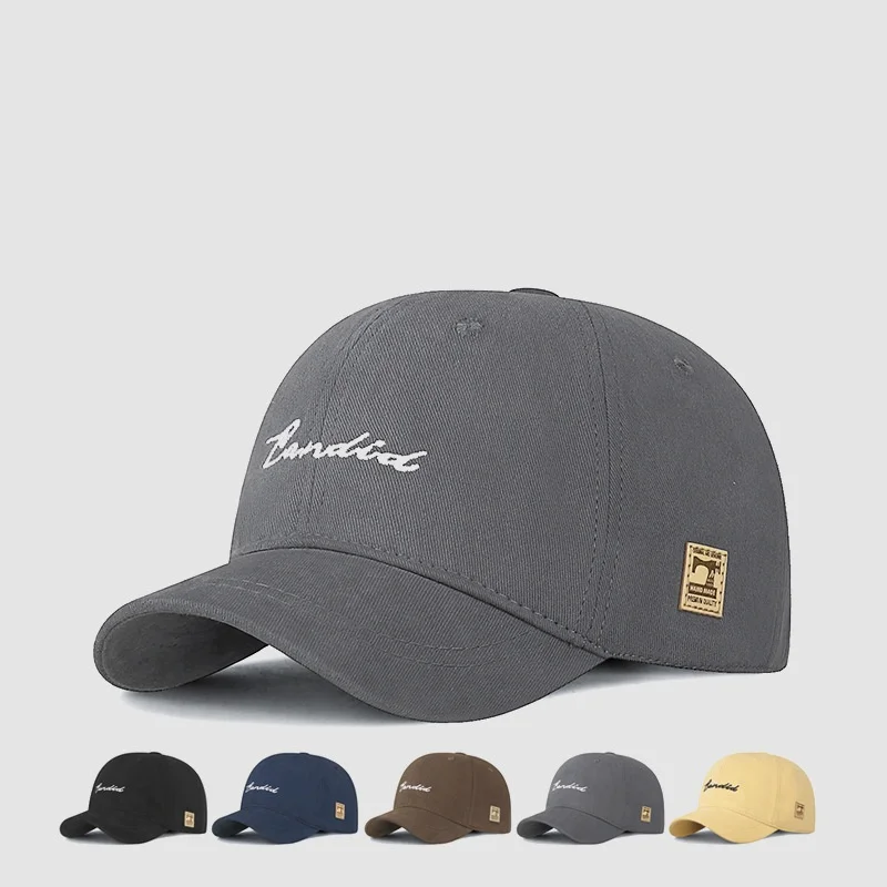 Japanese Short Brim Leather Label Baseball Cap Men Women Outdoor Sports Workwear Duckbill Hats Soft-top Letter Sunshade Hats