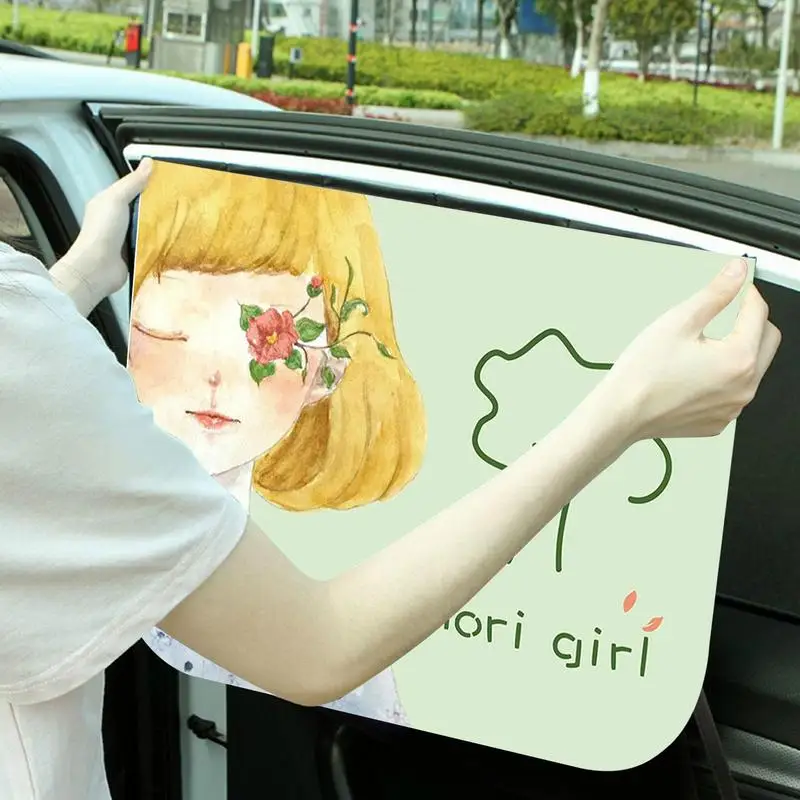 Car Curtain Magnetic Car Side Window Sunshade Cartoon girl Car Interior decorations SUV Rear Side Auto Window Sunshade Cover