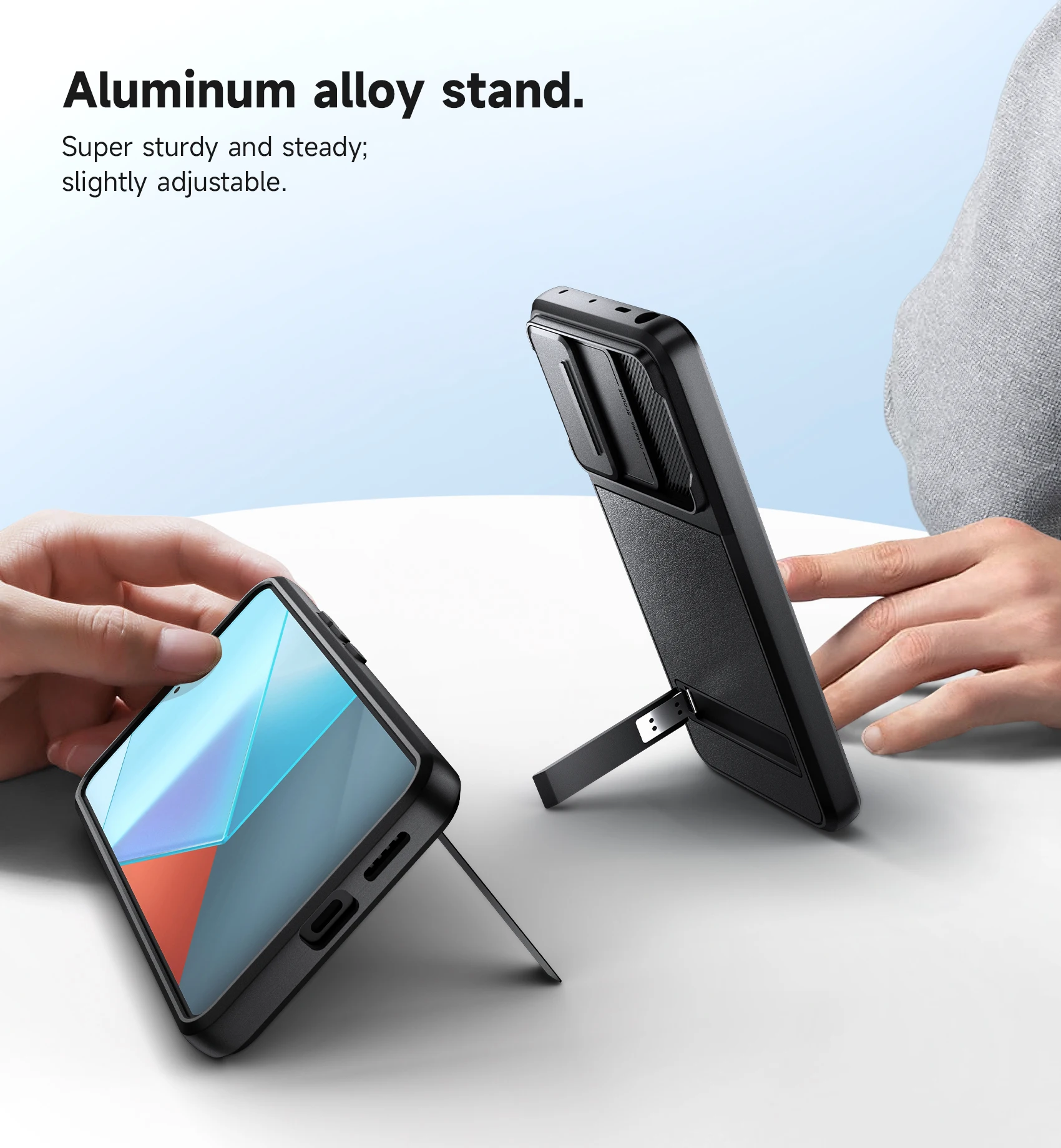 SURITCH For Redmi Note 13 Pro 5G / Poco X6 5G with Stand Camera Protection Slide Camera Cover Shockproof Case Protective Cover