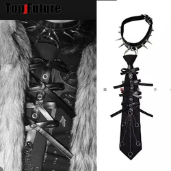 Women Men Unsex Steampunk Y2K Girl Gothic Lolita Lazy Versatile Handsome SpikeTrendy spike JK bow Tie Rivet Pre-Tied Ties Choker