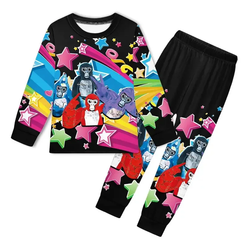 L2025l هالوين مضحك الغوريلا العلامة VR ألعاب زي للأطفال GorillaTag بيجامة مطبوعة المراهقين تي شيرت السراويل مجموعات هدية عيد ميلاد B