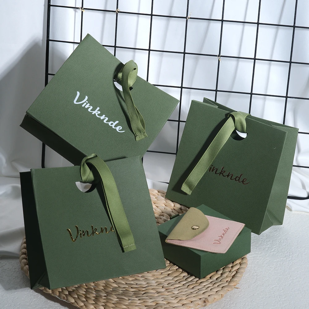 شعار مخصص مجوهرات فاخرة ورقة حقيبة يد دائم ليتشي نمط ورقة الشريط التبعي قلادة حلقة العطور هدية التعبئة والتغليف حقيبة #5