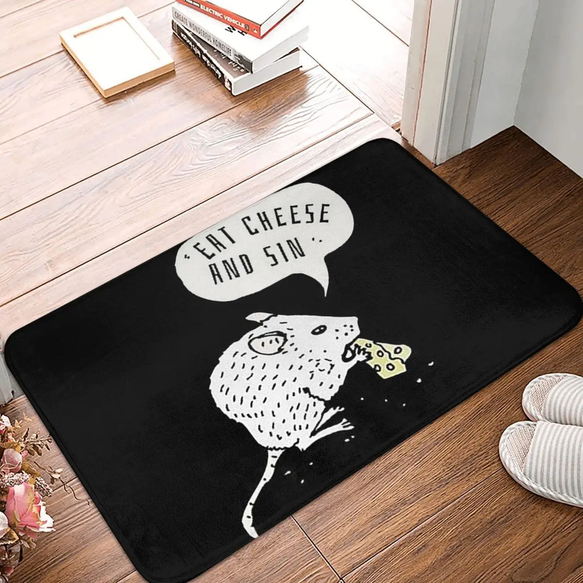 Eat Cheese And Sin Non-slip Doormat Floor Mat Cushion Carpet Rug for Kitchen Entrance Home Bathroom Living room Footpad Mats