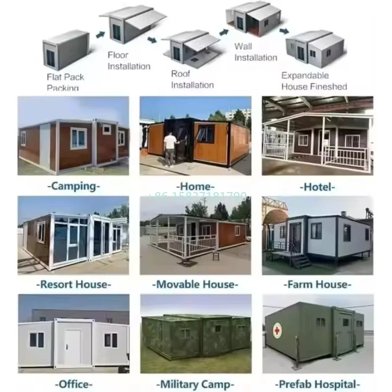 

Portable Prefabricated Container House Prefab Modular Tiny Homes Folding Expandable Container House 20ft Living Tiny Houses