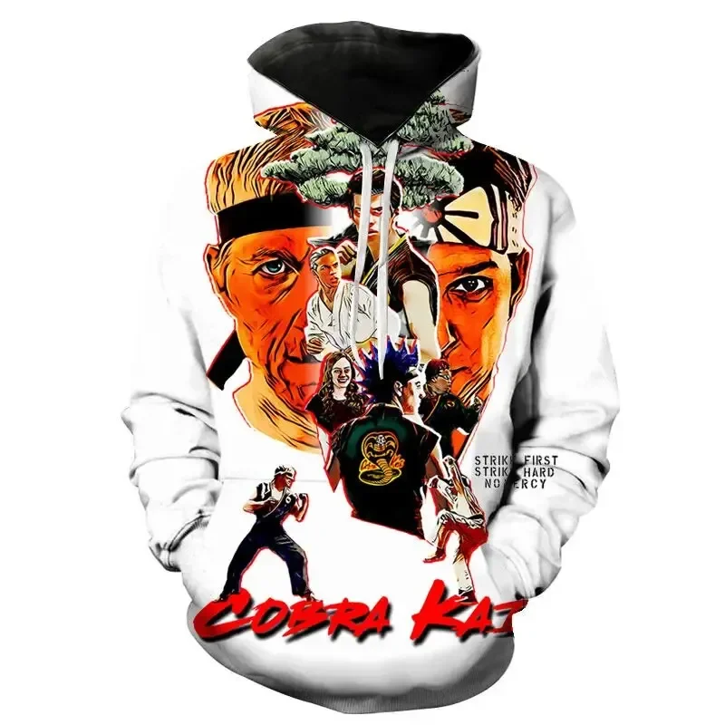 Fashion Men's Hoodies Cobra Kai Pattern 3D Printed Hoodies Street Casual Long Sleeve Tops Trendy Men's Oversized Pullovers