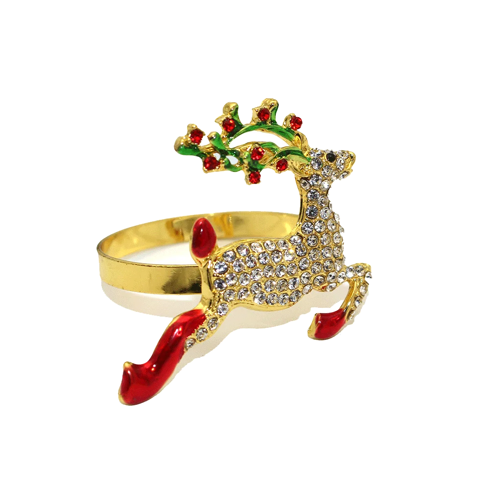 Gold Deer Ring Holders, Xmas Tree, fivela para festa de férias, decoração de mesa de jantar, Natal, grinalda, 6pcs