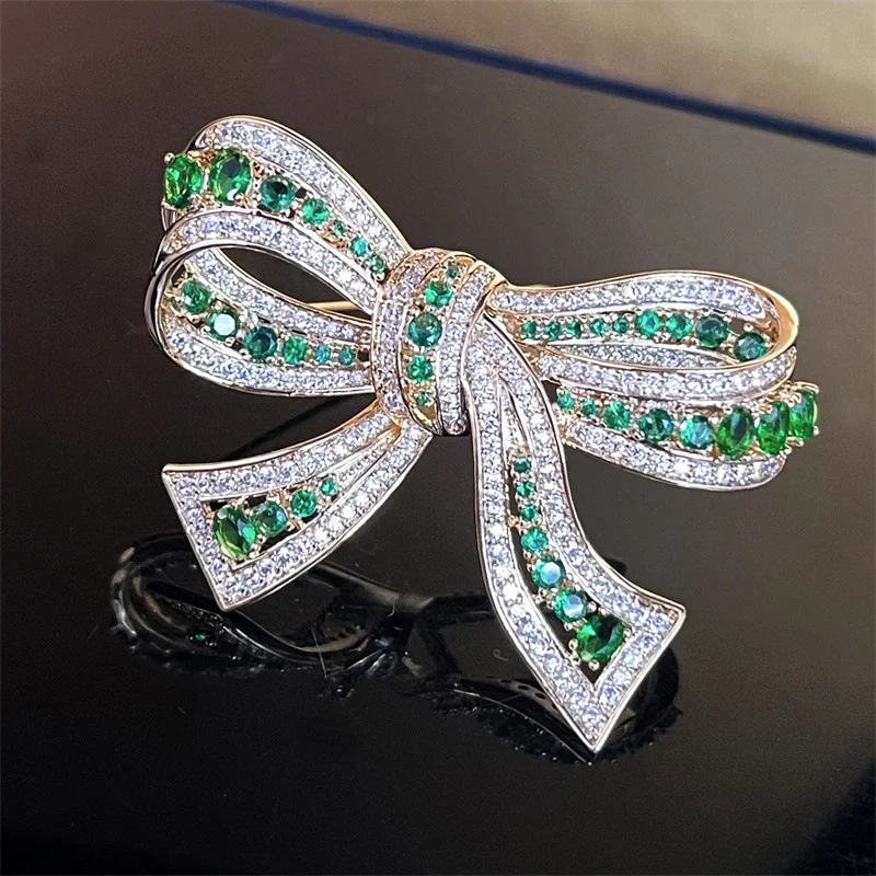 49x37mm Green gold plated multi color Cz micro butterfly brooch
