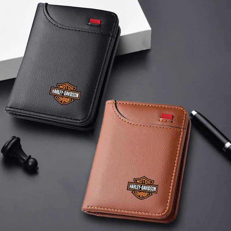 For Harley Davidson Pan America ADV 1250 PA1250 PANAMERICA Car Emblem Soft Wallet Leather Mini Credit Card Purse Portable Wallet view 2