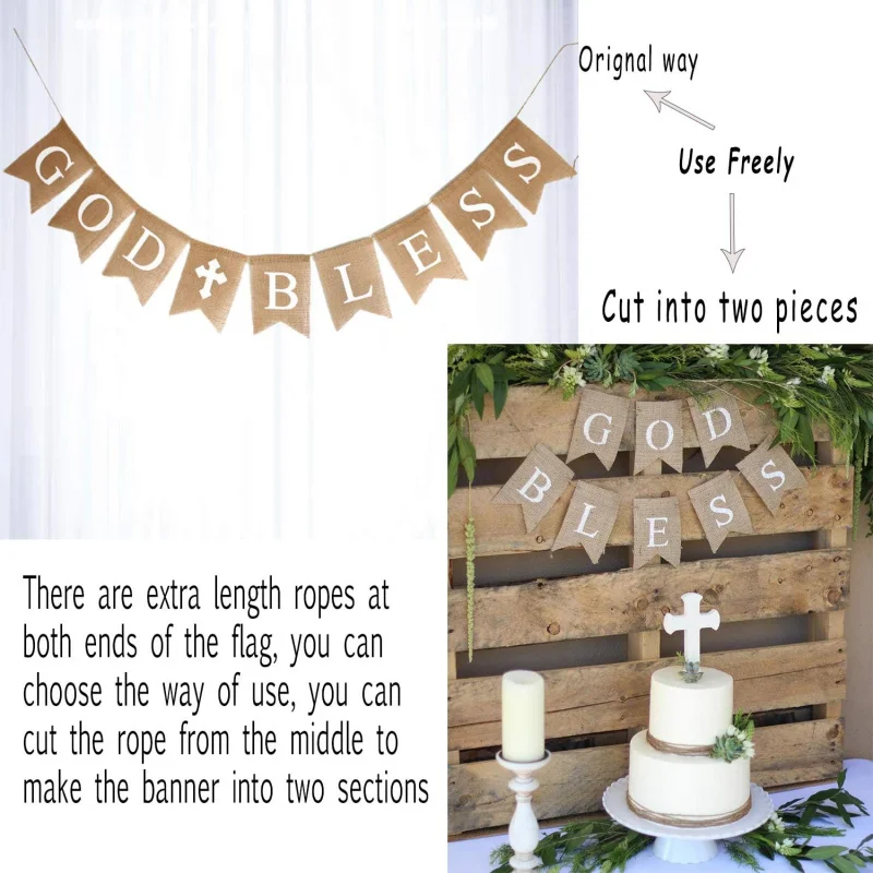 مجموعة لافتة المناولة الأولى من God Bless Banner، زينة المعمودية للأولاد والبنات، زخارف تأكيد التواصل الأول #5