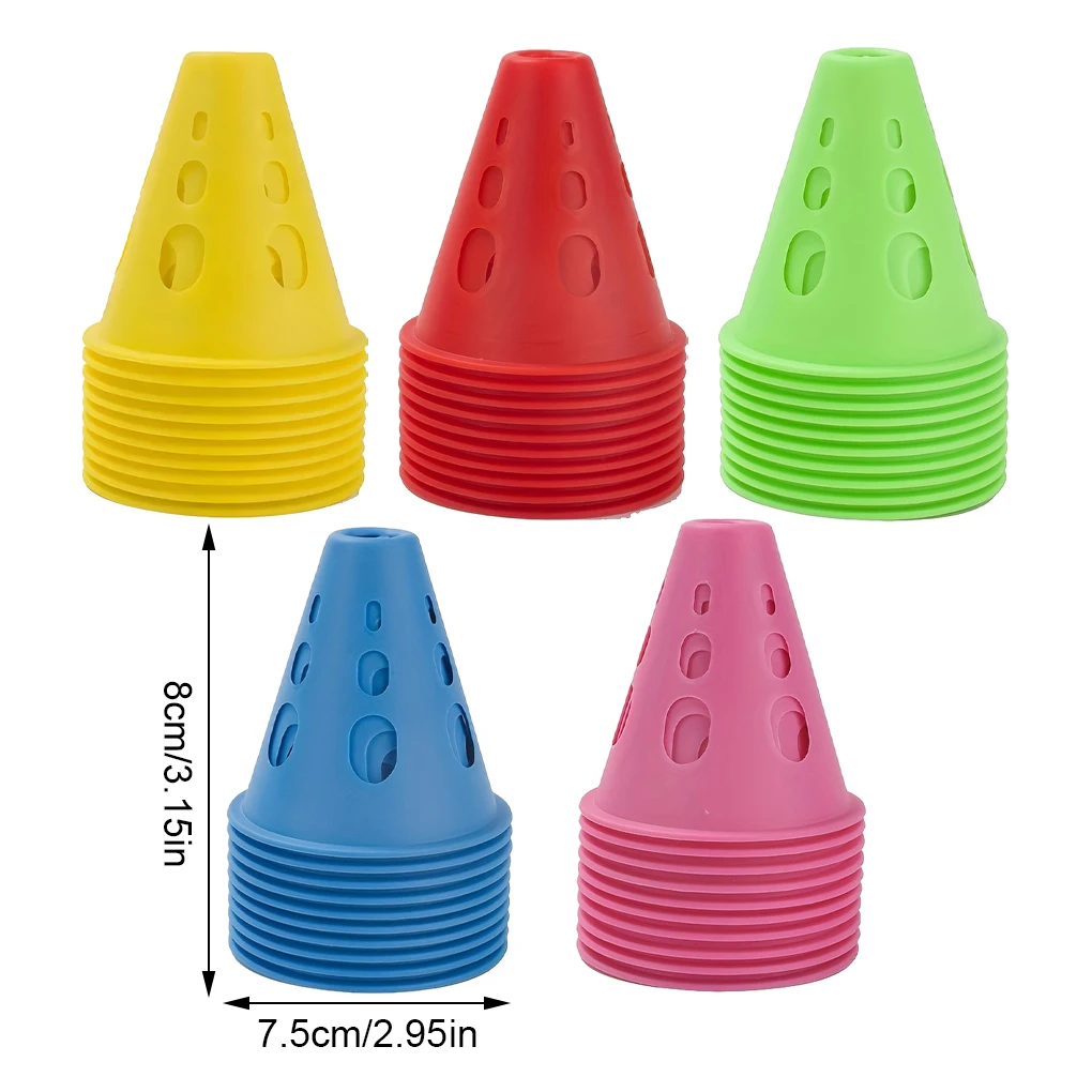 10pcs/lot Colorful Skate Pile Cup Windproof Roller Skating Cone Agility Training Marker Slalom Skateboard Marking Cones