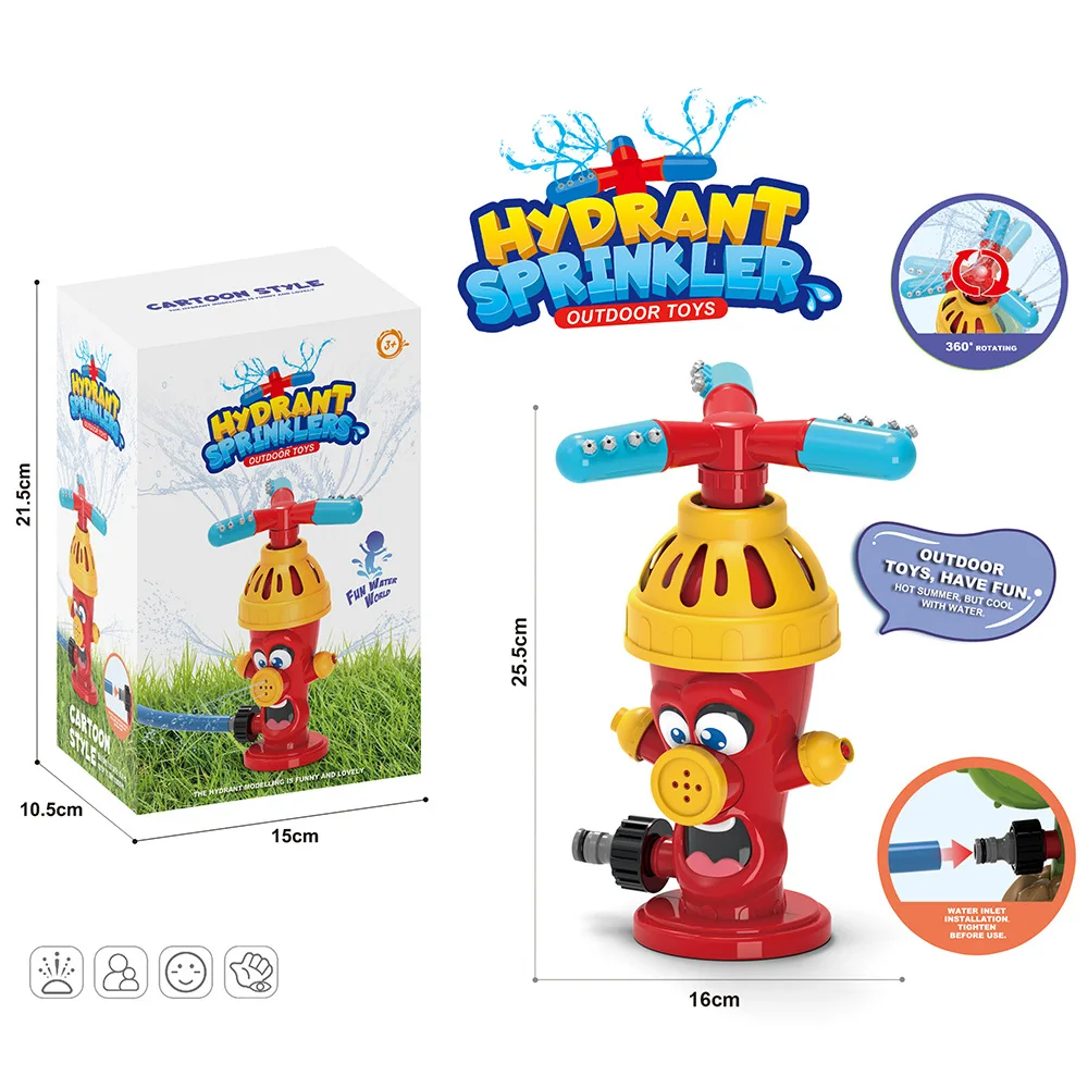 Crianças ao ar livre dos desenhos animados sprinkler jardim brinquedos de água verão criança gramado boca de fogo sprinkler interativo rotativo spray de água brinquedo