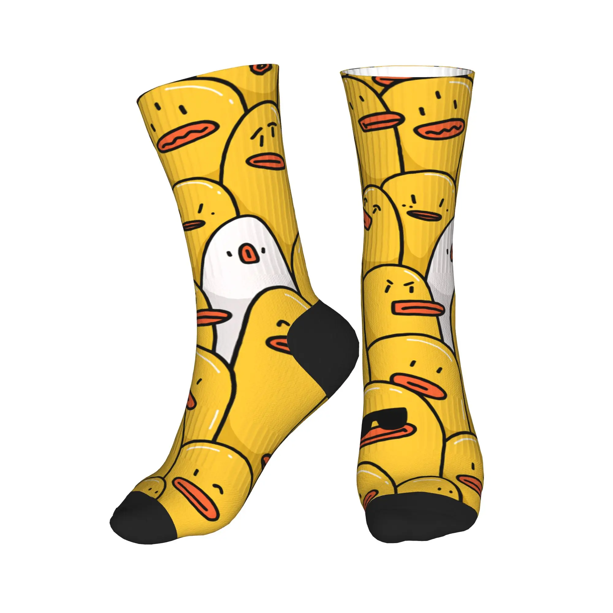 A Group Of Yellow Ducks With Glasses Stockings Men Socks Quality Elegant Socks Autumn Running Sports Anti Graphic Socks Gift