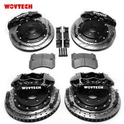 Upgrade GT6 GT4 Front Rear Big Brake Kit Black Aluminum Caliper Cover with Drilled and Slotted Rotor for Ford Mustang 2015-2017