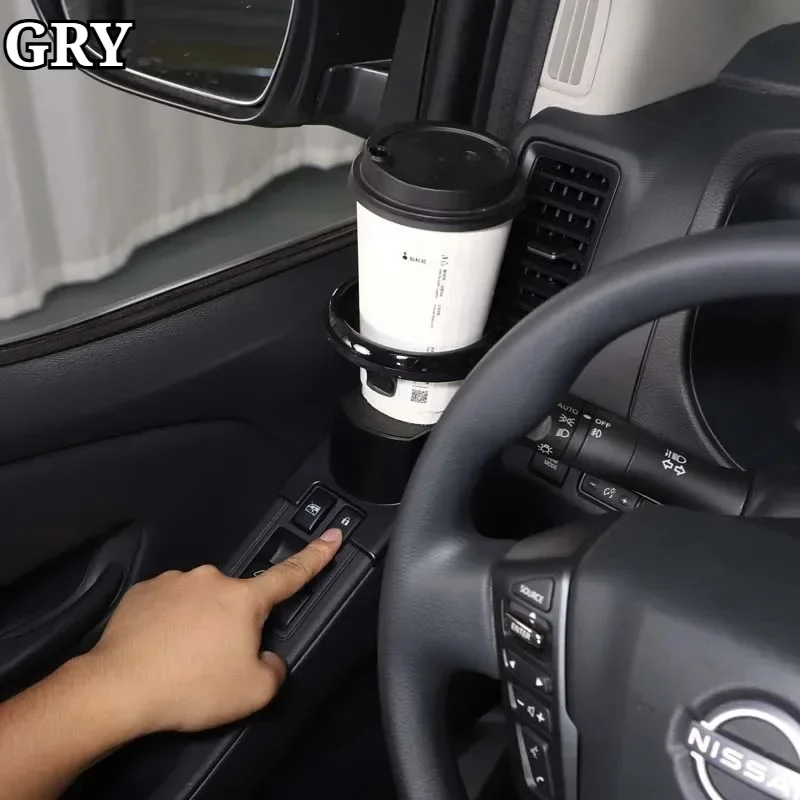 

Inner Door Cup Holder Window Cup Holder Trim For Nissan Frontier 2022-2026 Carbon Steel Black Interior Accessories