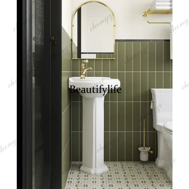 NQ52 French retro column basin floor-to-ceiling washbasin American homestay bathroom ceramic column washbasin