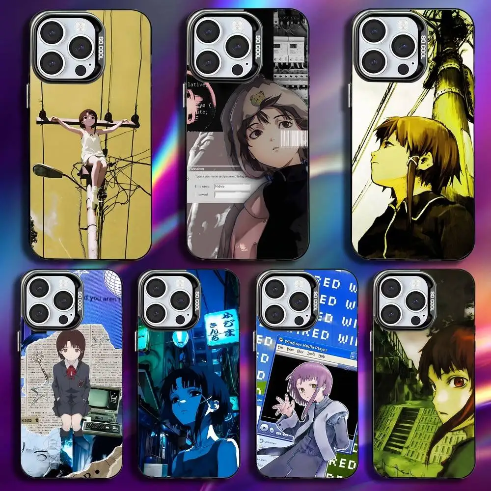 التجارب التسلسلية L-Lain جراب هاتف آيفون 17,16,15,14,13,12,11,Pro,Max,Plus,Mini,XS,SE مضاد للسقوط أسود غير لامع مصد صلب