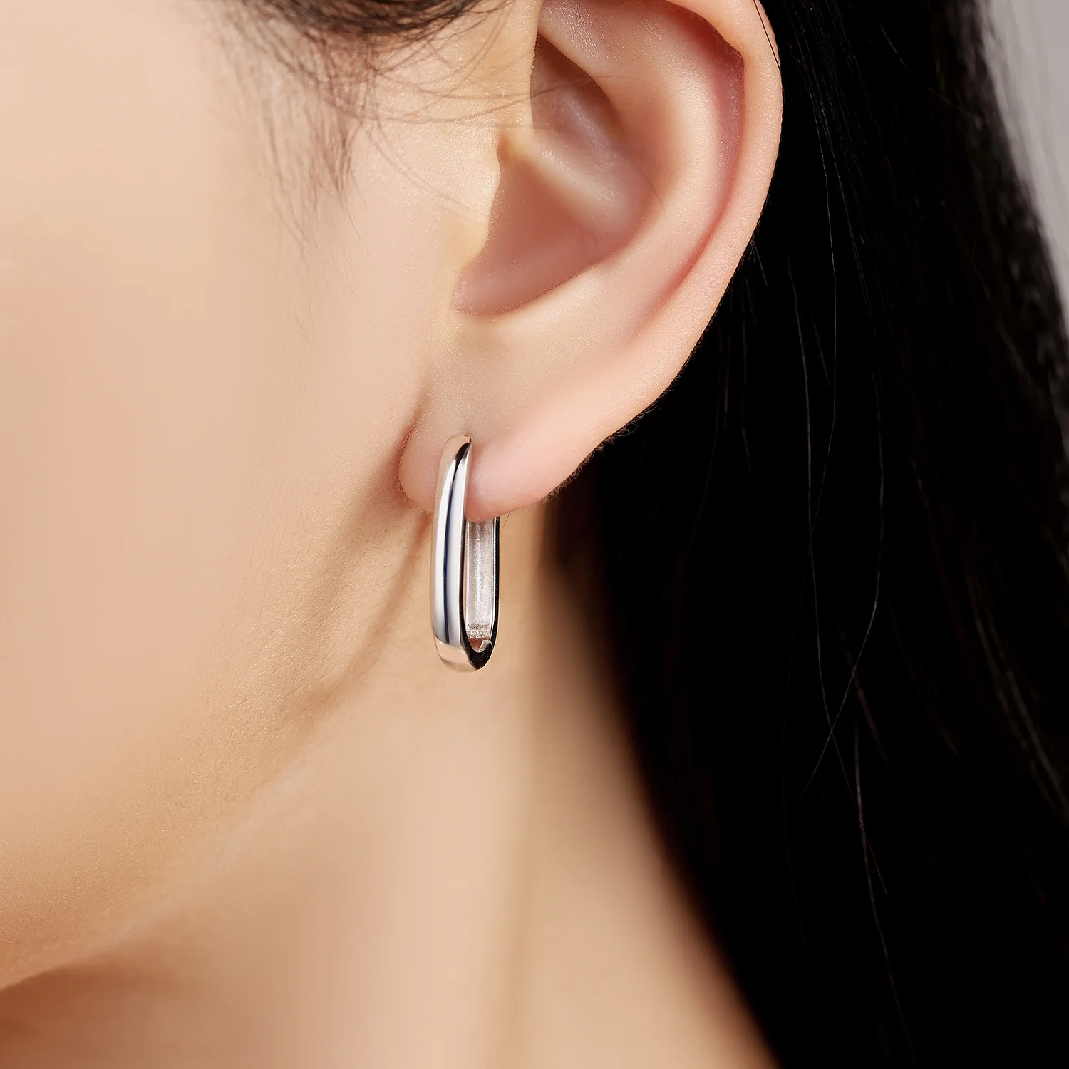 CYCUFF Argento sterling 925 Semplici grandi orecchini a forma di U 2 colori Orecchini a cerchio Oro argento Adatto alle donne Anniversario Gioielli fai da te