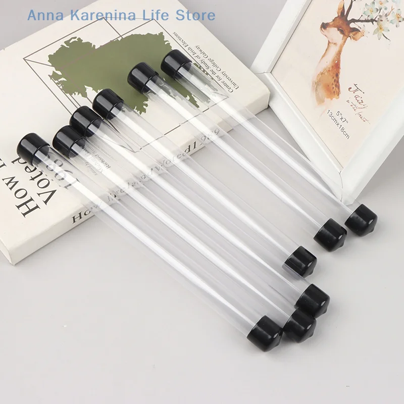 Transparente PVC Pen Storage Box, Rotating Pen Storage Tube, Clear Pen Cases, Escola e Material de Escritório, Round Tube Tool