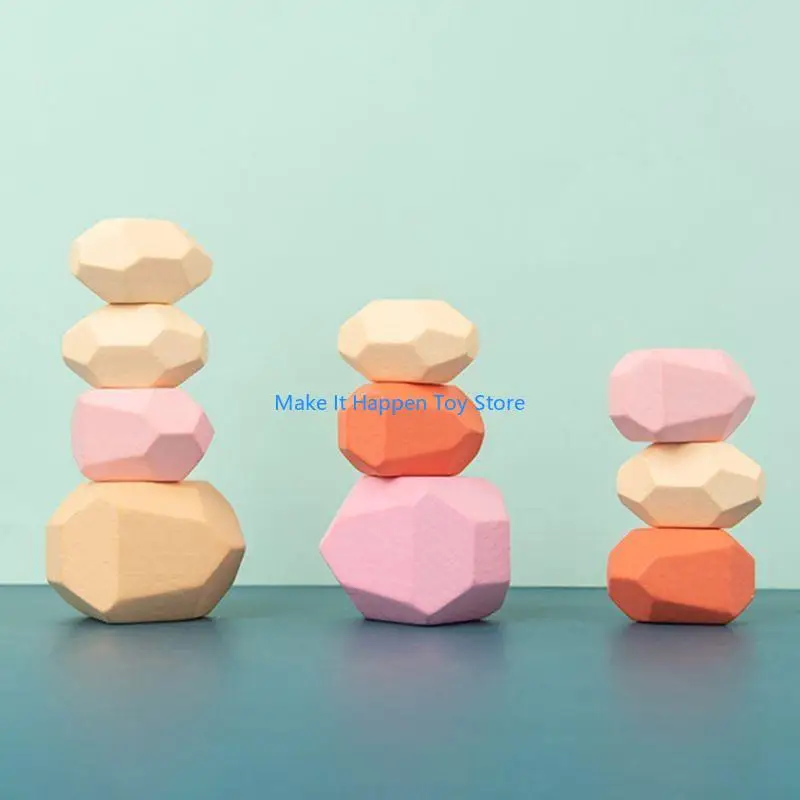 28EC 36 PCS Trẻ bằng gỗ màu đá xếp chồng xây dựng trò chơi Block Trẻ cho đồ chơi giáo dục sáng tạo