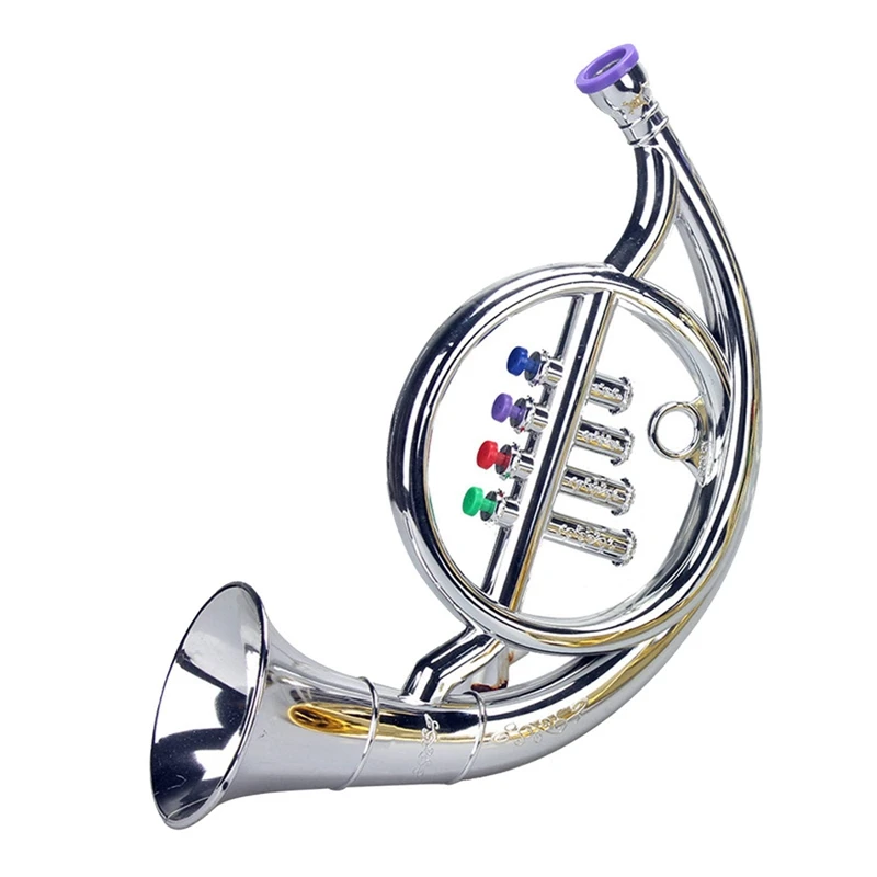 French Horn 4 Colored Keys Early Education Musical Toy Props Play Mini Musical Wind Instruments For Children Toy