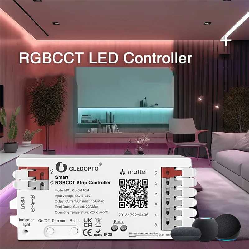 

A44Z-GLEDOPTO Matter Protocol RGBCCT LED Controller RGBCW Light Strip Controller Compatible With Amazon Google APP