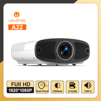 VEVSHAO A22 Full HD 1080P Projector 4K 1000ANSI Android WiFi Auto Focus 10W*2 Home Theater Projector for Office Meeting Video