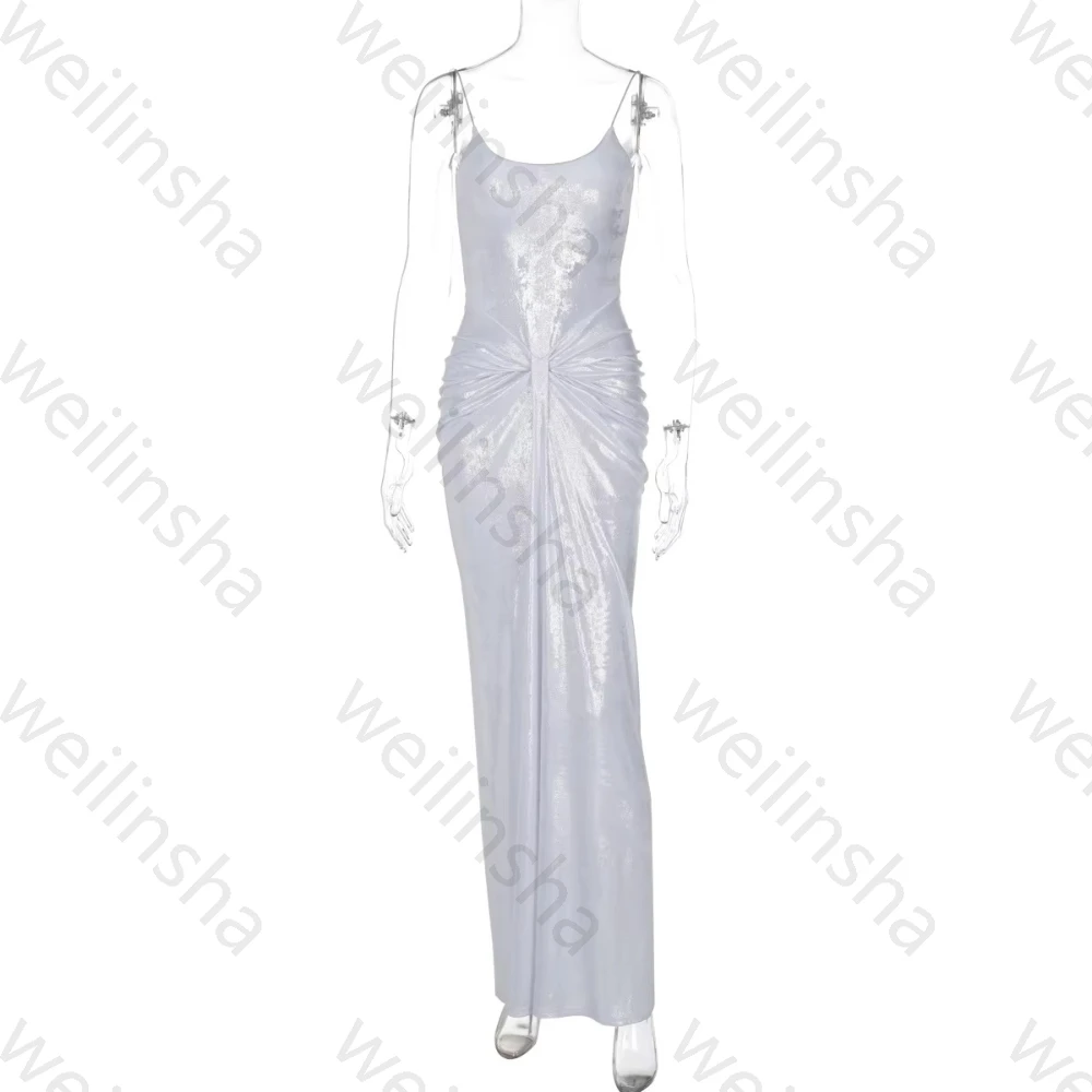 فساتين سهرة بحزام سباغيتي بدون أكمام وطيات أنيقة للمشاهير، فستان رائع عالي الجودة للحفلات الراقصة للنساء حسب الطلب #4