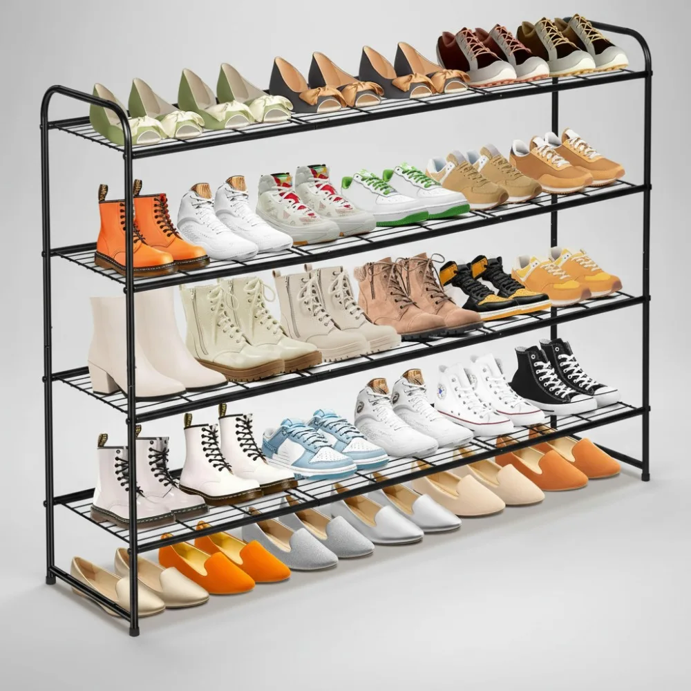 

4-Tier Metal Shoe Rack Organizer, Heavy Duty Storage for 30 Pairs, Wide Shelves for Boots & Sneakers