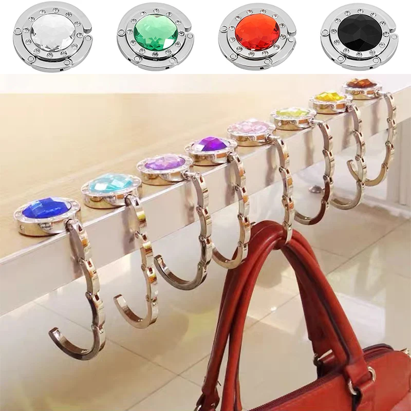 4/8/16Pcs Faltbare Handtasche Haken Metall Kristall Strass Tisch Aufhänger Tasche Haken Nicht-Slip geldbörse Mode Tragbare Legierung Halter