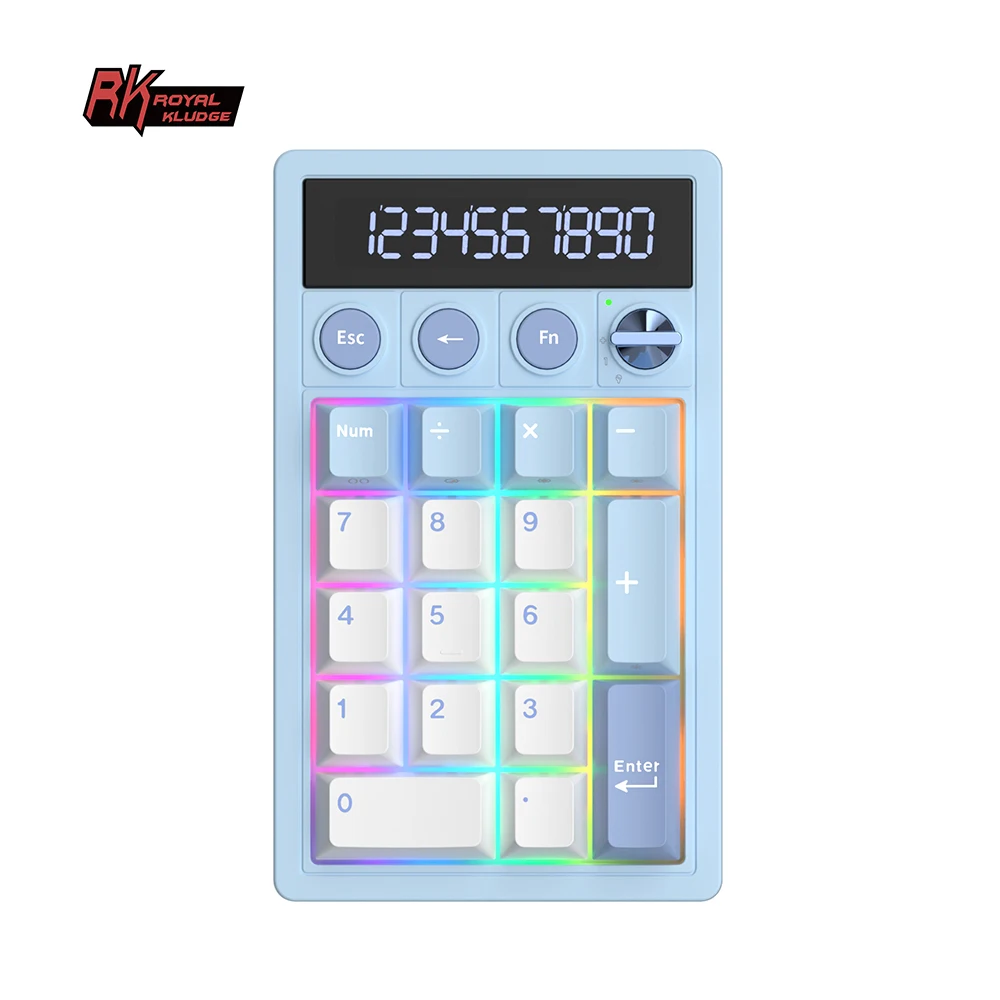 RK ROYAL KLUDGE M20 2.4 Wireless Numeric Keyboard 17 Keys PBT Keycaps RGB Gasket Knob Bluetooth Calculator Keypad Hot-Swappable