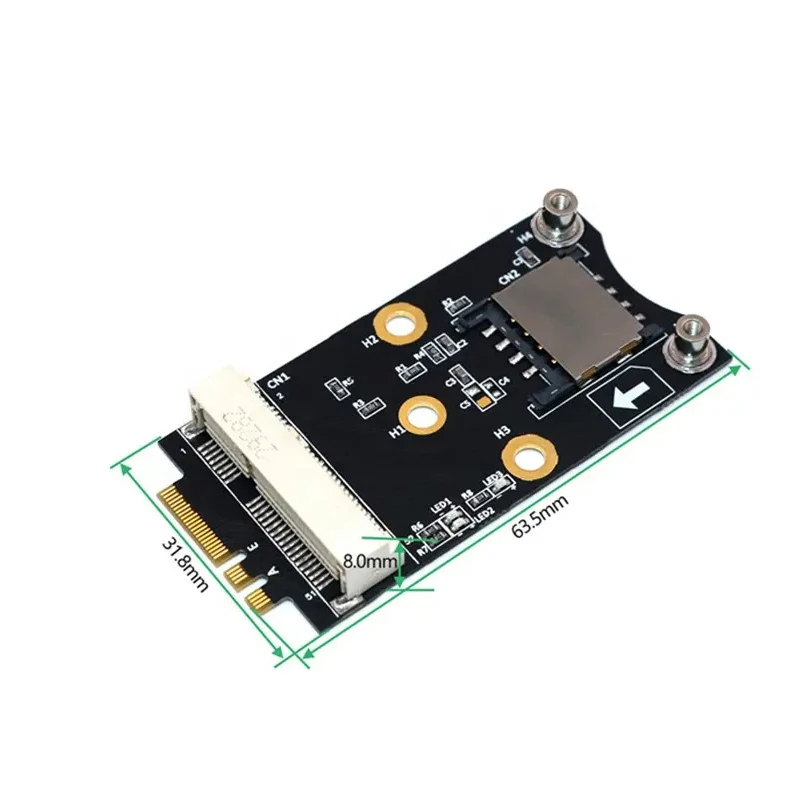 M.2 NGFF Key-A Key-E to Mini PCI-E 52Pin Adapter Card With SIM Slot for WiFi Module or 3G 4G GSM LTE WWAN Modem