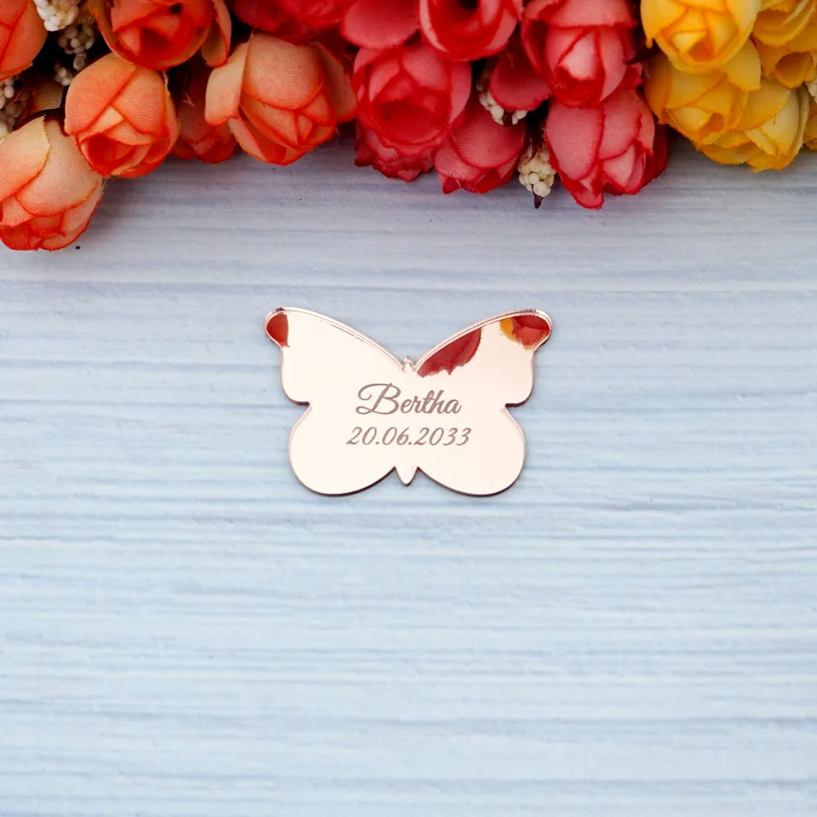 Custom Butterfly Tags Acrylic Engraving Name Cards Personalized Wedding Invitation Card Party Guest Gift Table Decor