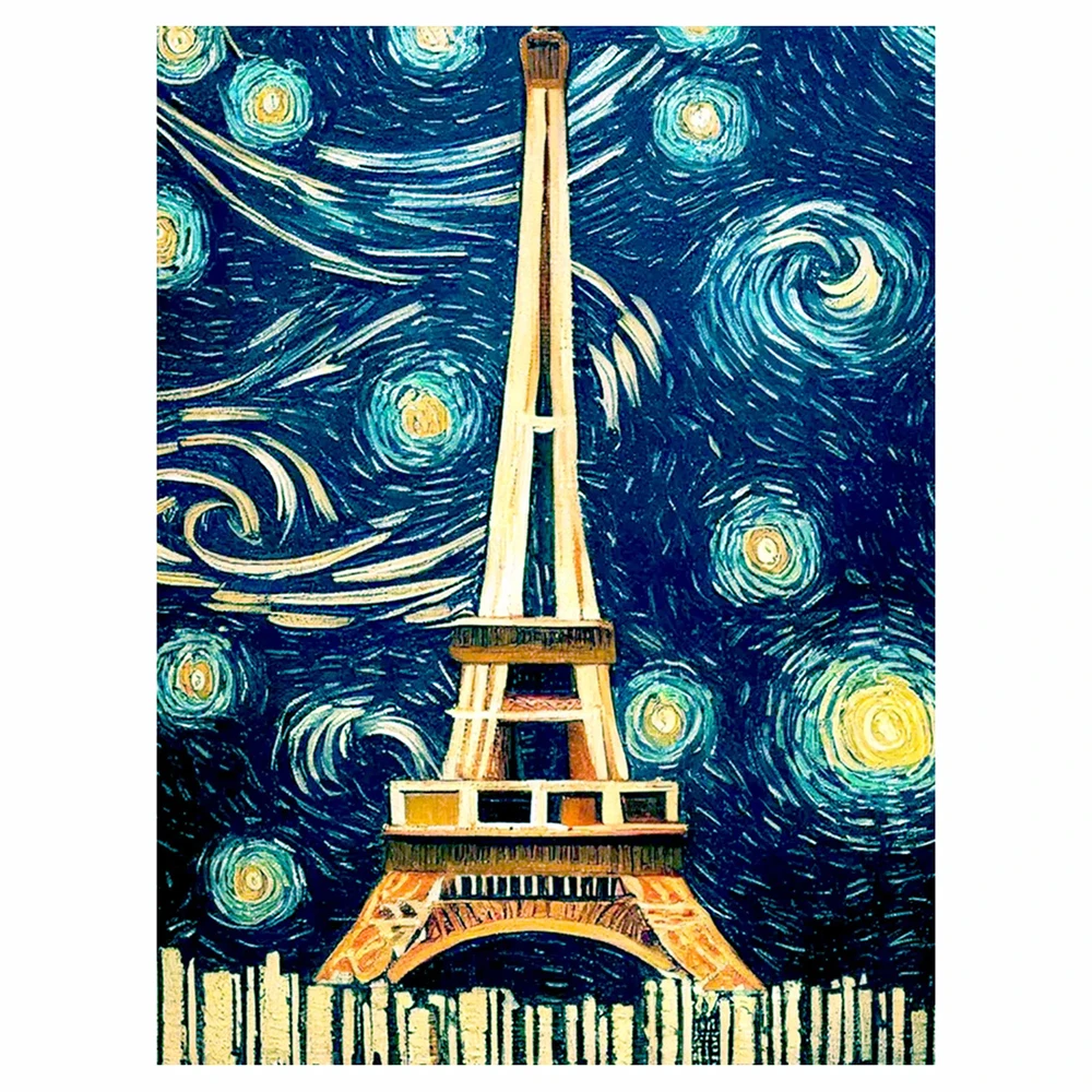 LZAIQIZG 5D DIY Diamond Painting Paris Tower Starry Night Diamond Embroidery Landscape Cross Stitch Handicraft Home Decoration