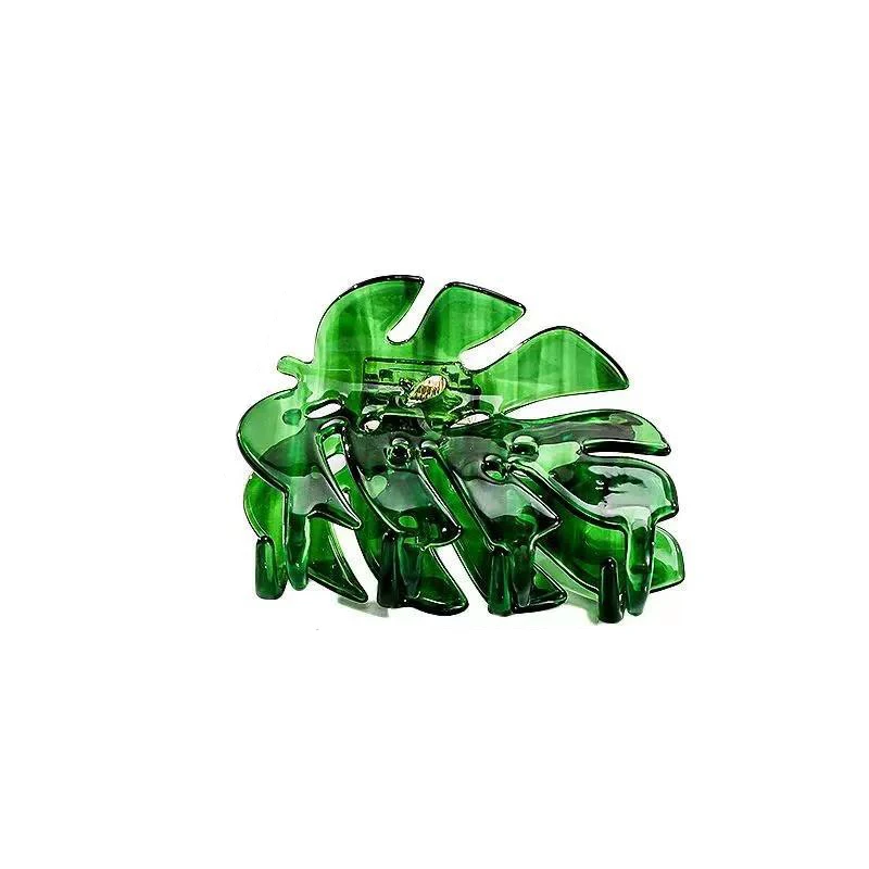 Women's Claw Clip New Hair Grabs Harajuku Hair Accessories Fashion Simple Casual Versatile Acetic Green Leaves Personalized Acid view 6