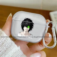 Funda transparente de Anime D-DEATH NOTA L Lawliet para Airpods Pro 3 2 1 4, fundas de Airpod japonesas con bonitos dibujos, funda para auriculares de TPU