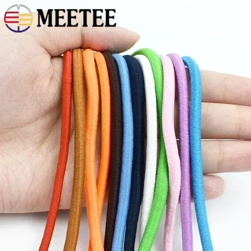 Meetee – corde haute élasticité colorée, 2/5/10 mètres, 5mm, cordon élastique rond extensible, bande de caoutchouc, couvre-chef, ceinture, vêtement, accessoire de couture