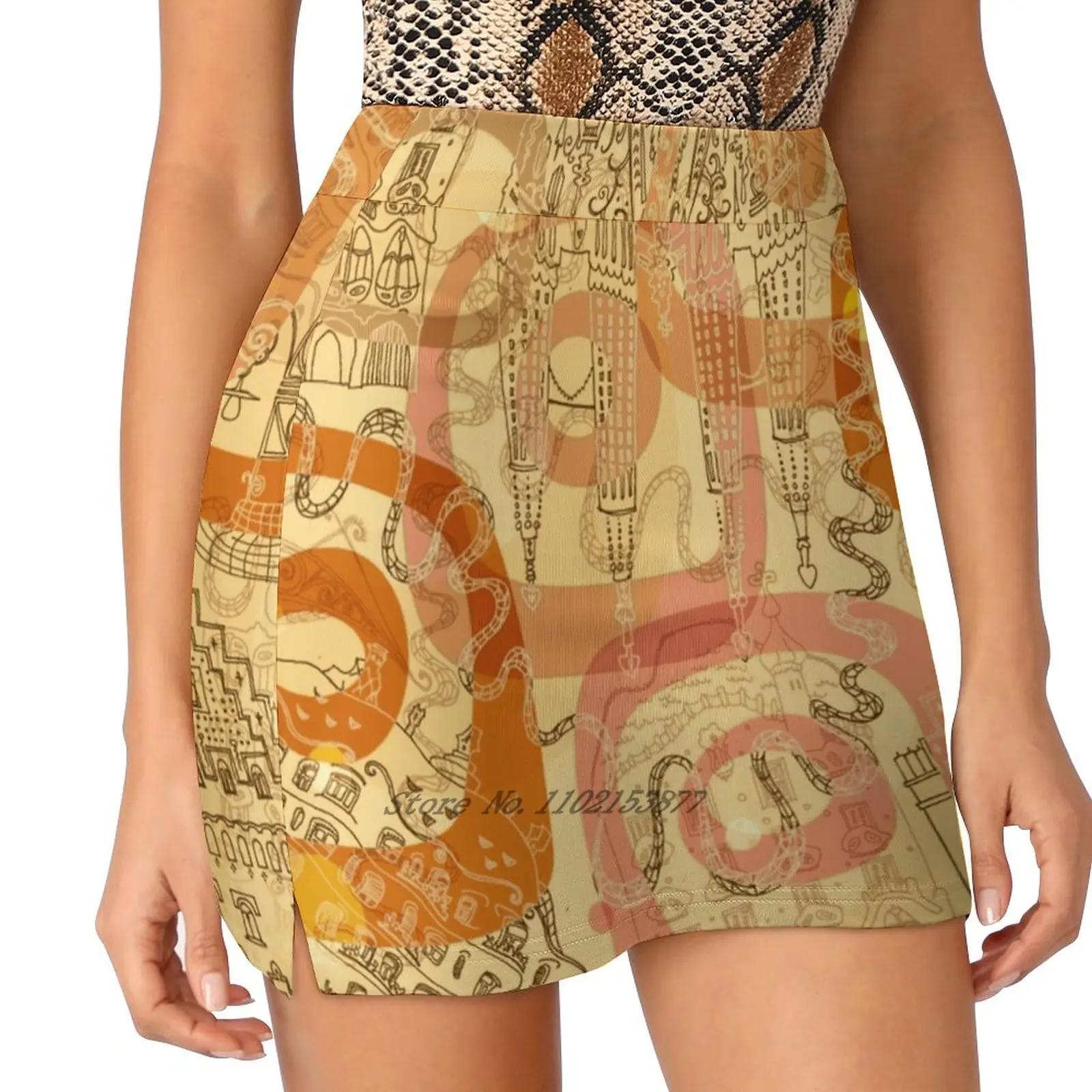 

Women's Fashion Sporting Skirt With Pockets Tennis Golf Running Skirts Cityscape City Spain Modern Art Nouveau Pedrera Sagrada